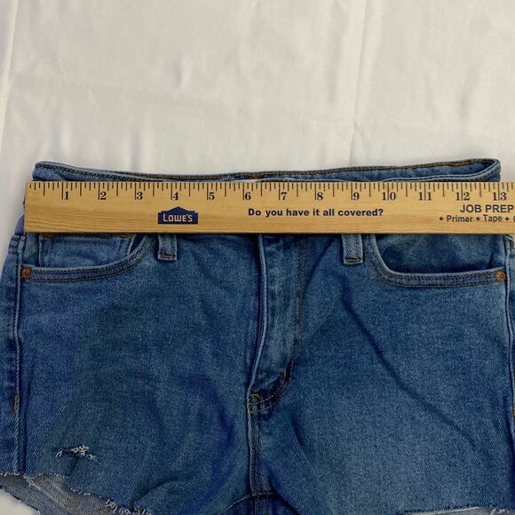 RSQ Low Rise Flare Distressed Cutoff Blue Denim Jeans 26 Womens Juniors festival - Picture 3 of 8